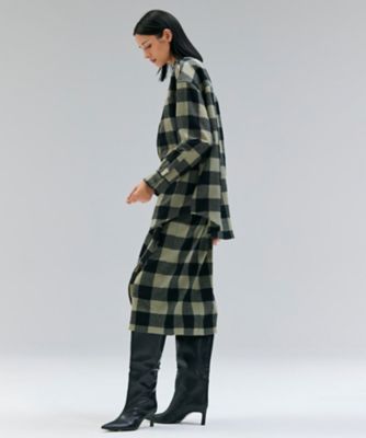 HOBBS ／ フェイクレザーポケットウールチェックラップ