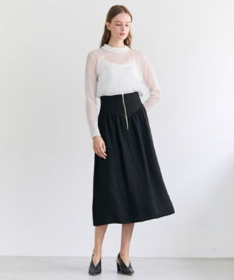 BERNARD ／ リネン混 ゴールドジップ ハイウエススカート