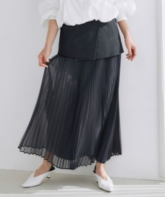 ＜ICB (Women)＞【洗える】ＬｏｏｓｅＷｅａｖｅ　ドッキングプリーツスカート（ＳＫＣＹＧＭ０３０１）