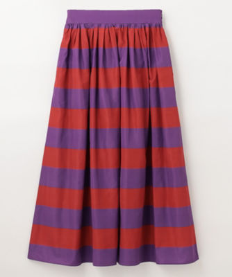  洗える】ボーダースカート purple str ロングスカート