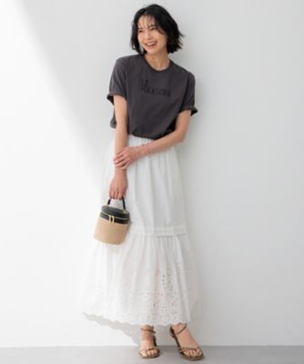 大幅値引き ¥26,250⇒¥16,800 新品23区タイトフリルスカート SLOW／一部店舗限定】フラワーエンブロイダリー スカート