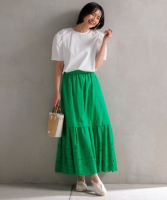 SLOW／一部店舗限定】フラワーエンブロイダリー スカート