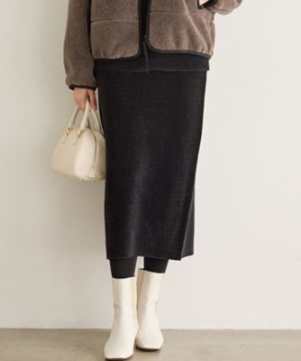 ＜23区 L (Women/大きいサイズ)＞【ＳＬＯＷ／一部店舗限定】ベロア風ニット　スカート（ＳＫＳ１ＧＷ０９５１）