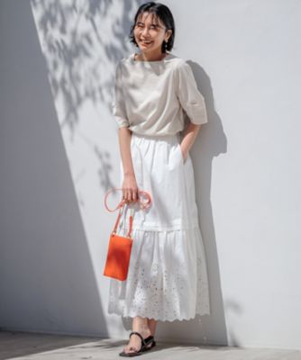 SLOW／一部店舗限定】フラワーエンブロイダリー スカート