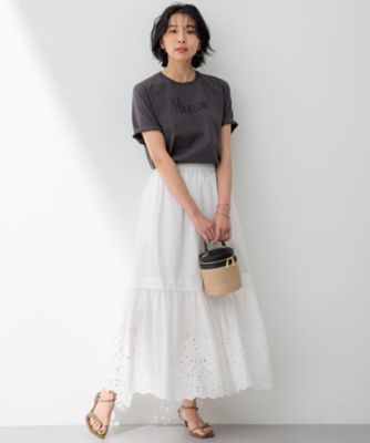 SLOW／一部店舗限定】フラワーエンブロイダリー スカート