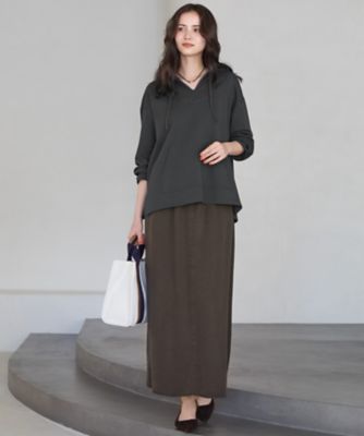 SLOW／一部店舗限定】ガーメントツイル セミフレア スカート