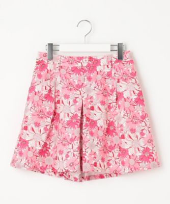 WOMEN】【ストレッチ】スプリングフラワー柄 キュロット