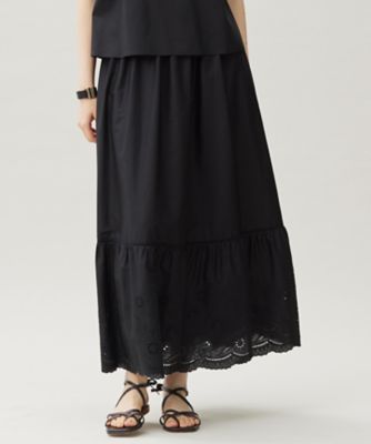 ＜自由区 S (Women/小さいサイズ)＞エンブロイダリーローンティアード　スカート（ＳＫＷ７ＧＡ０００３）