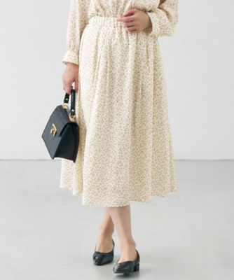 ＜自由区 S (Women/小さいサイズ)＞【カタログ掲載・セットアップ対応・洗える】ジオメトリックフラワードットプリント　スカート（ＳＫＷ７ＧＭ０２０９）