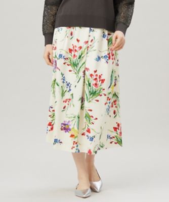 ＜自由区 S (Women/小さいサイズ)＞【洗える】ペイントタッチフラワープリント　スカート（ＳＫＷ７ＧＭ０３０７）