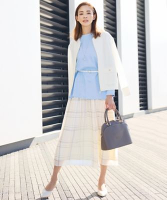 ＜自由区 S (Women/小さいサイズ)＞【ＳＨＩＨＯさん着用・洗える】エアリーウィンドウペンチェックプリント　スカート（ＳＫＷ７ＧＭ０３１９）