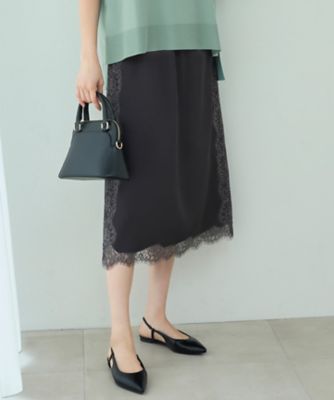 ＜自由区 S (Women/小さいサイズ)＞【洗える】サテンレース　スカート（ＳＫＷ７ＧＭ０４１６）