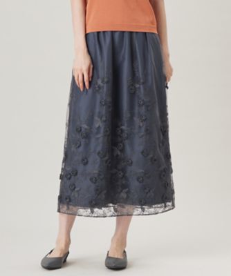 ＜自由区 (Women)＞【洗える】フローティングエンブロイダリー　スカート（ＳＫＷＭＧＭ０３０８）