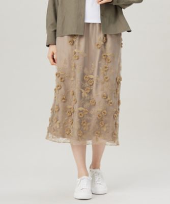 洗える】フローティングエンブロイダリー スカート
