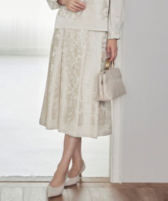 ＜自由区 (Women)＞【セットアップ対応・洗える】フラワーオパールタックフレア　スカート（ＳＫＷＭＧＳ０００５）