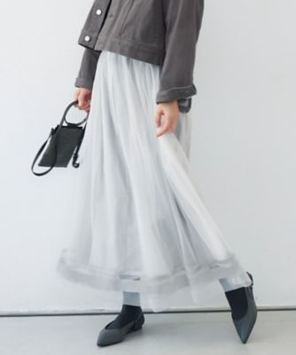 ＜自由区 (Women)＞【洗える】チュールエンブロイダリー　スカート（ＳＫＷＭＧＳ０１０１）