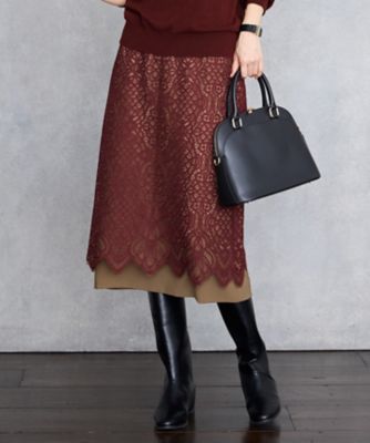 ＜自由区 (Women)＞【ＳＨＩＨＯさん着用】バイカラーレース　スカート（ＳＫＷＭＧＷ０４１９）