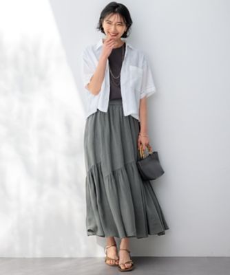 23区【洗える】LIBECO ティアード スカート 38 М ペチコート付き 洗える】LIBECO ティアード スカート