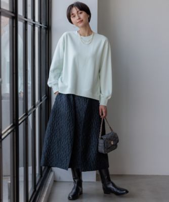 新品未使用◆Sov. 長高密度ジャガードボーダースカート◆日本製 高レビュー/洗える/セットアップ可】女性らしさ際立つ もちもちニット