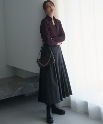 洗える】ナイロンコットンポプリン タック スカート