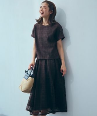 【洗える】Ｂｒｏｃｈｅ　チェックレース　スカート（ＳＫＷＯＧＭ０５１３）