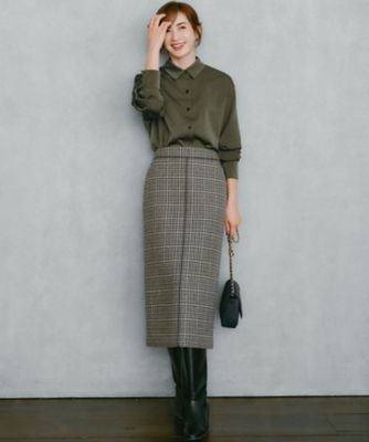 見上愛さん着用】ボンディングチェックツイード Iライン