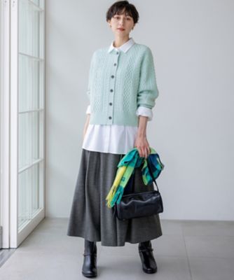 洗える】ウールミルドジャージー タック スカート