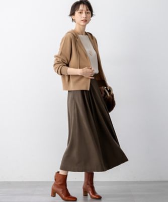 洗える】ウールミルドジャージー タック スカート