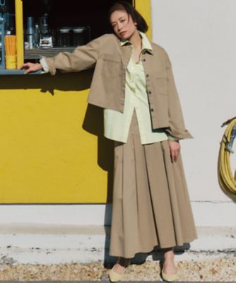 ストレッチギャバ チノ タックフレアスカート（SKWOLM0318