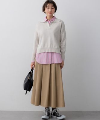 【Ｏｇｇｉ掲載】ストレッチギャバ　チノ　タックフレアスカート（ＳＫＷＯＬＭ０３１８）