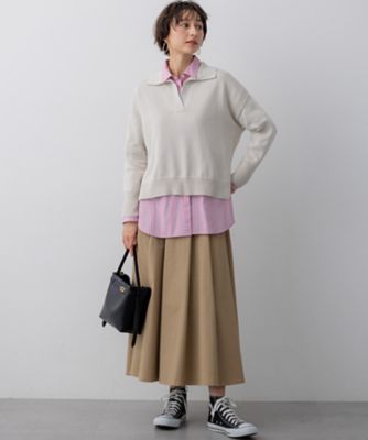 【Ｏｇｇｉ掲載】ストレッチギャバ　チノ　タックフレアスカート（ＳＫＷＯＬＭ０３１８）