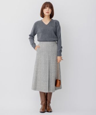 ツイードチェック フロントタックAラインスカート