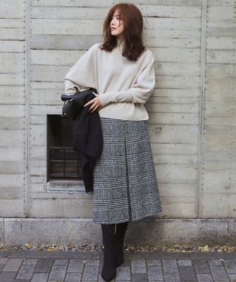ツイードチェック フロントタックAラインスカート