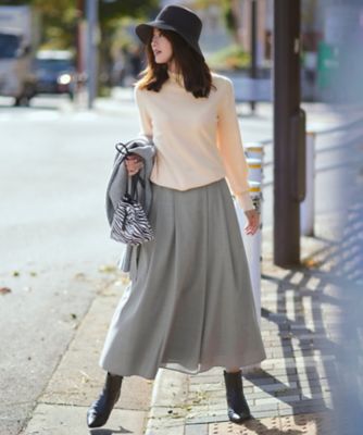 ebure フレアスカート グレー ウール PURE】ウールパイル