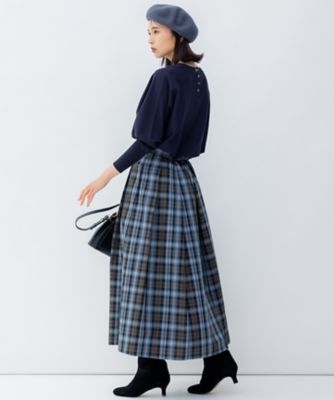 23区 ナイロンチェックタフタ タックスカート 40 洗える】ナイロンチェックタフタ タックスカート
