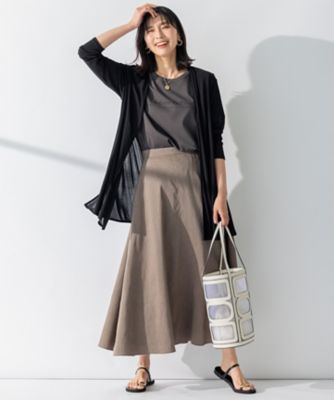 セットアップ対応】リネンレーヨンストレッチ フレア スカート