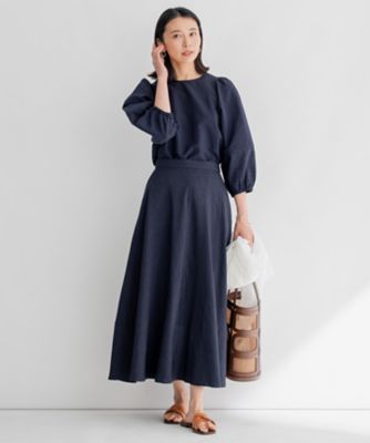 セットアップ対応】リネンレーヨンストレッチ フレア スカート