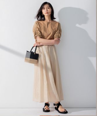 美品★23区【洗える】グロッシーボイル タック スカート ベージュ 34 S 23区｜【洗える】グロッシーボイル タック スカート | Rakuten