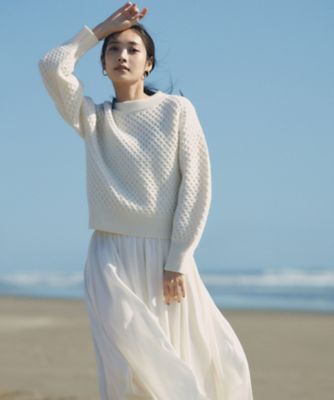 23区【洗える】大きめ40 クレープシフォン フレア スカート　アイボリー 一部店舗限定／洗える】クレープシフォン フレア スカート