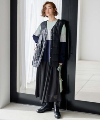 23区【洗える】大きめ40 クレープシフォン フレア スカート　アイボリー 一部店舗限定／洗える】クレープシフォン フレア スカート