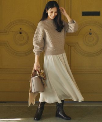 一部店舗限定／洗える】クレープシフォン フレア スカート