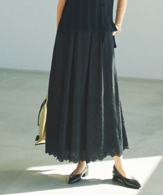 ＜自由区 L (Women/大きいサイズ)＞【カタログ掲載・洗える】エンブロイダリーローン　スカート（ＳＫＷＲＣＭ０６０５）