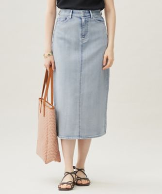 ＜自由区 L (Women/大きいサイズ)＞【１９号サイズまで展開・洗える】ウスカルデニムＡライン　スカート（ＳＫＷＲＧＡ０２０４）