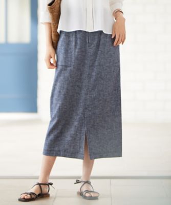 洗える】コットンリネンシャンブレー スカート（SKWRGM0512