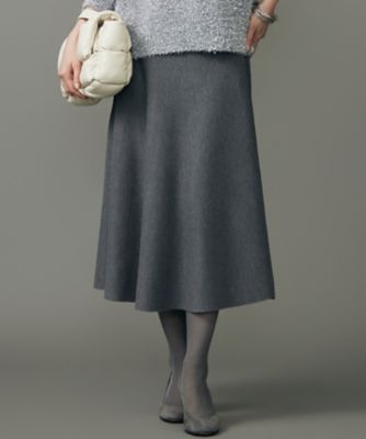 ＜自由区 L (Women/大きいサイズ)＞【カタログ掲載】ウールミラノニットフレア　スカート（ＳＫＷＲＧＷ０５５６）