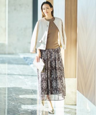 ＜自由区 L (Women/大きいサイズ)＞【カタログ掲載】ロータスタイルプリント　スカート（ＳＫＷＲＬＭ０４０９）