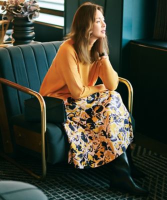 ＜自由区 L (Women/大きいサイズ)＞【ＳＨＩＨＯさん着用】アートタッチフラワープリント　スカート（ＳＫＷＲＬＳ０００３）