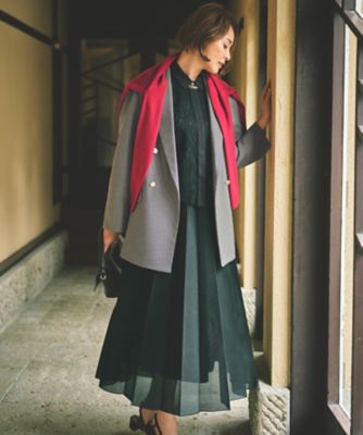 SHIHOさん着用・軽やかに揺れる・上品】シアープリーツ スカート