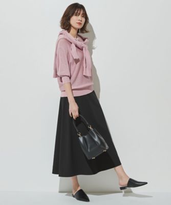 ＜自由区 L (Women/大きいサイズ)＞【洗える・ストレッチ素材】リネンレーヨンストレッチ　フレアスカート（ＳＫＷＲＮＭ０５０１）