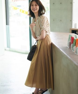 洗える】ナイロンコットンポプリン タック スカート